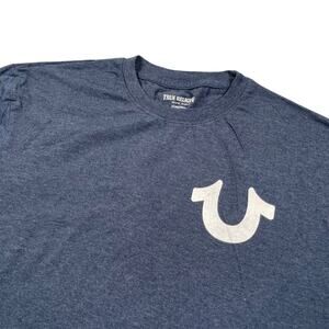 True Religion Loungewear T-shirt Mens Large‎ Blue Cotton Blend Short Sleeve Crew